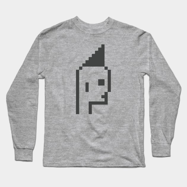 Pixel Art / Cool Mohawk - Black on White / ToolCtypto NFT Long Sleeve T-Shirt by Magicform